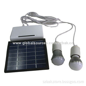 Solar LED Lights, 2 Pieces 12V/2W Lamp, 2.2Ah Capacity Battery and 5W Solar Panel, Remote Control